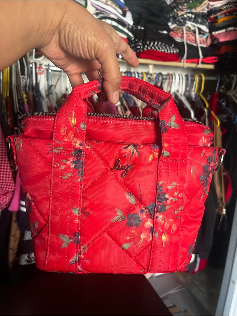 lug Quilted Mini Tote in Red Floral